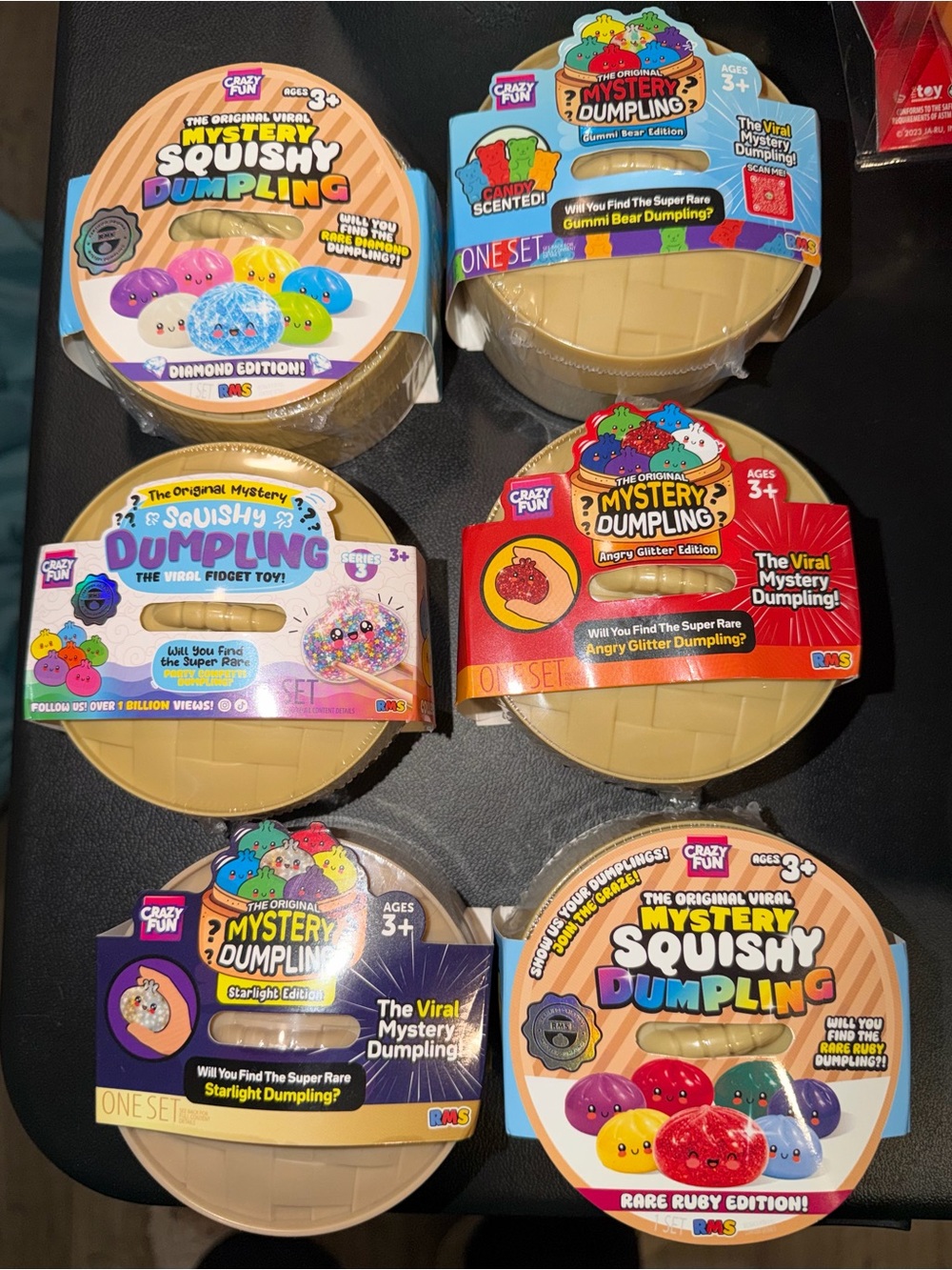 Mystery Squishy Dumpling Bundle of 6! Diamond, Gummi Bear, Confetti, Angry, etc
